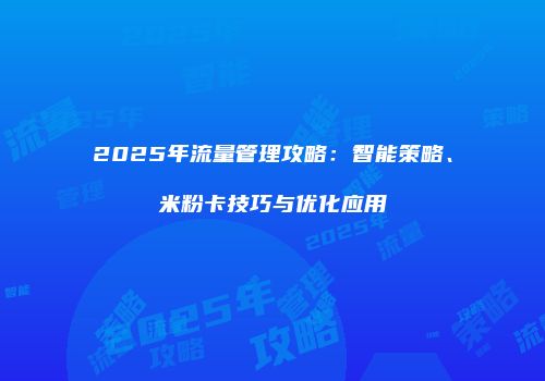 2025年流量管理攻略：智能策略、米粉卡技巧与优化应用