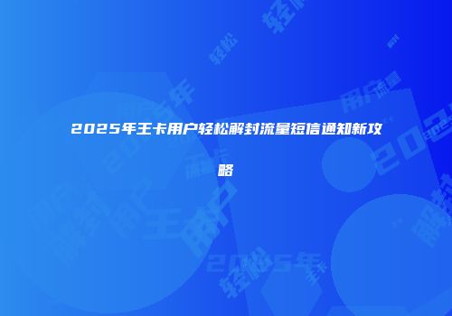 2025年王卡用户轻松解封流量短信通知新攻略