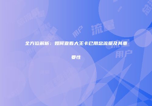 全方位解析：如何查看大王卡已用总流量及其重要性
