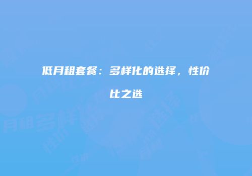 低月租套餐:多样化的选择,性价比之选