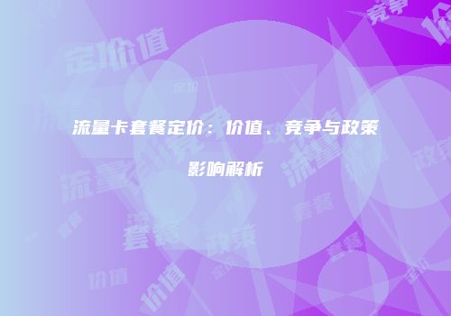 流量卡套餐定价:价值、竞争与政策影响解析