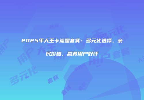 2025年大王卡流量套餐:多元化选择,亲民价格,赢得用户好评