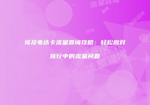 埃及电话卡流量查询攻略:轻松应对旅行中的流量问题