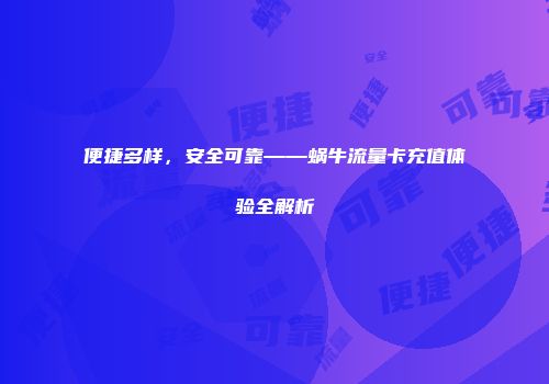 便捷多样，安全可靠——蜗牛流量卡充值体验全解析