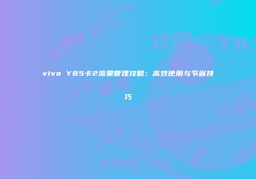 vivo Y85卡2流量管理攻略：高效使用与节省技巧