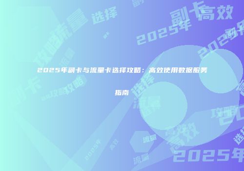 2025年副卡与流量卡选择攻略：高效使用数据服务指南