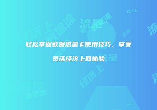 轻松掌握数据流量卡使用技巧,享受灵活经济上网体验