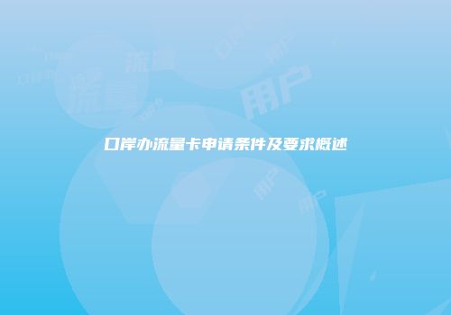 口岸办流量卡申请条件及要求概述