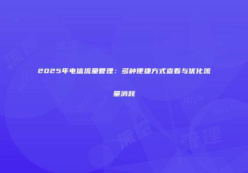 2025年电信流量管理:多种便捷方式查看与优化流量消耗
