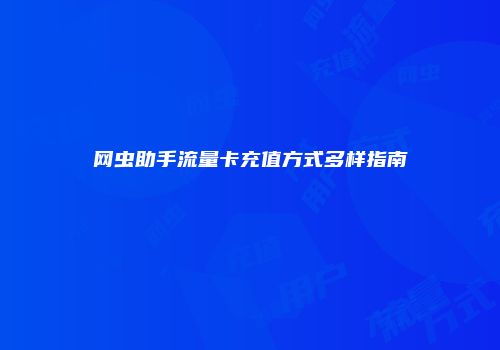 网虫助手流量卡充值方式多样指南