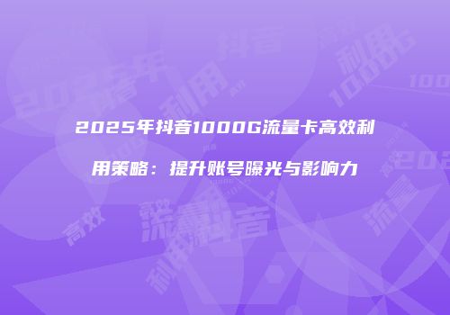2025年抖音1000G流量卡高效利用策略:提升账号曝光与影响力