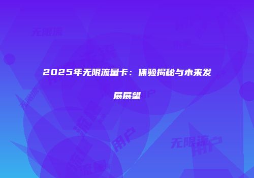 2025年无限流量卡：体验揭秘与未来发展展望
