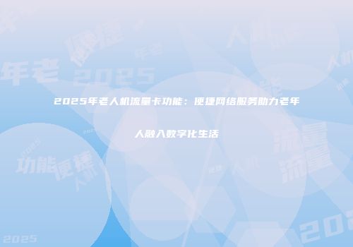 2025年老人机流量卡功能：便捷网络服务助力老年人融入数字化生活