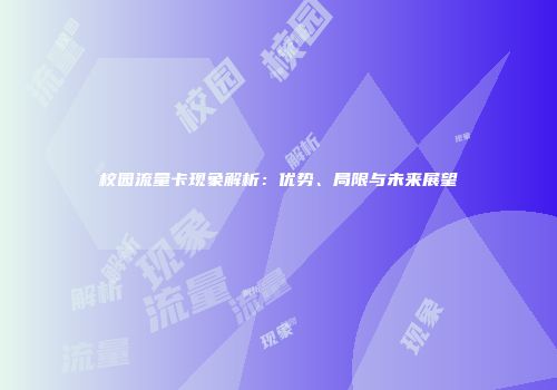 校园流量卡现象解析：优势、局限与未来展望