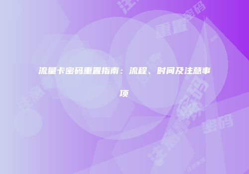 流量卡密码重置指南:流程、时间及注意事项