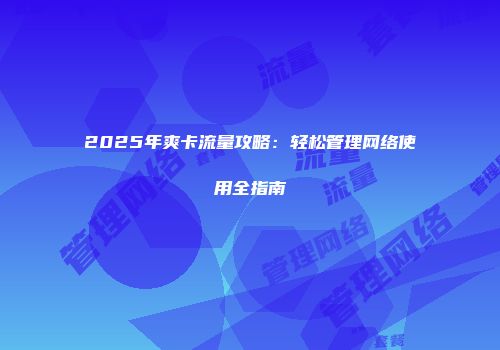 2025年爽卡流量攻略:轻松管理网络使用全指南