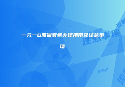 一元一G流量套餐办理指南及注意事项