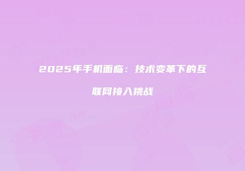 2025年手机面临:技术变革下的互联网接入挑战