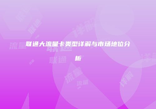 联通大流量卡类型详解与市场地位分析