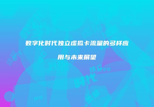 数字化时代独立虚拟卡流量的多样应用与未来展望