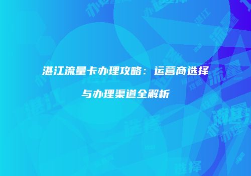 湛江流量卡办理攻略:运营商选择与办理渠道全解析