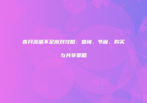 首月流量不足应对攻略:查询、节省、购买与共享策略