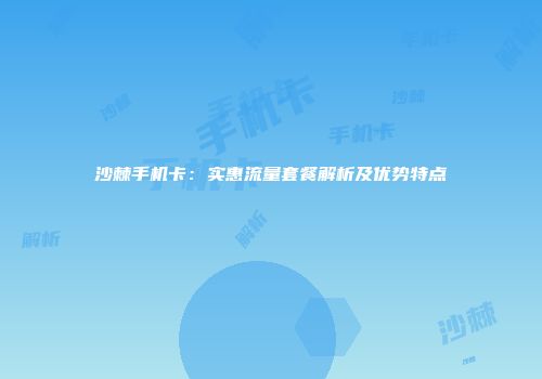 沙棘手机卡:实惠流量套餐解析及优势特点