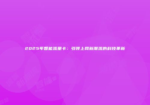 2025年智能流量卡：引领上网新潮流的科技革新