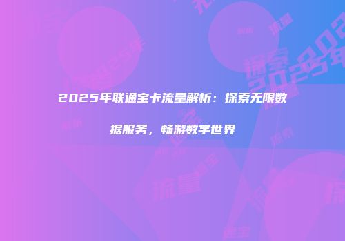 2025年联通宝卡流量解析:探索无限数据服务,畅游数字世界