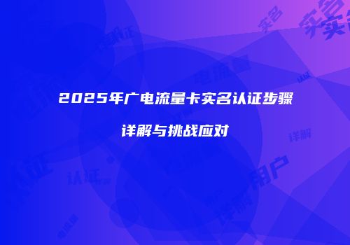 2025年广电流量卡实名认证步骤详解与挑战应对