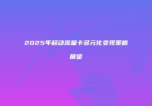 2025年移动流量卡多元化变现策略展望