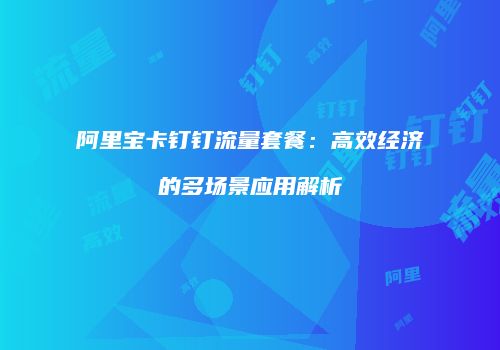 阿里宝卡钉钉流量套餐：高效经济的多场景应用解析