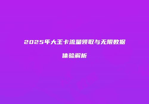 2025年大王卡流量领取与无限数据体验解析