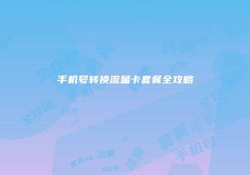 手机号转换流量卡套餐全攻略