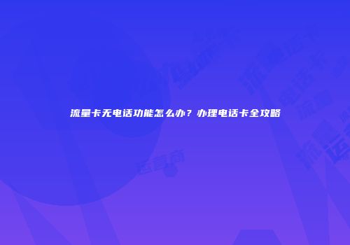 流量卡无电话功能怎么办?办理电话卡全攻略