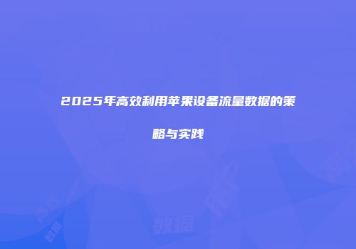 2025年高效利用苹果设备流量数据的策略与实践