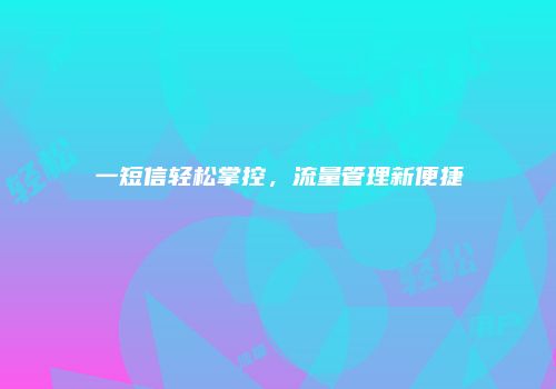 一短信轻松掌控,流量管理新便捷