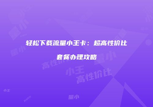 轻松下载流量小王卡:超高性价比套餐办理攻略