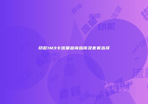 印尼IM3卡流量查询指南及套餐选择