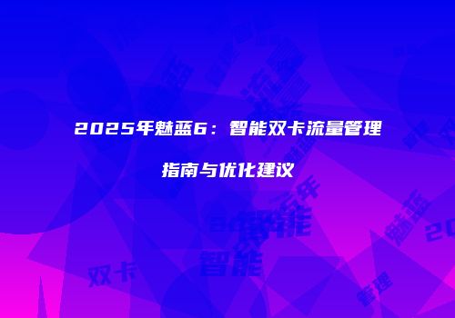 2025年魅蓝6:智能双卡流量管理指南与优化建议