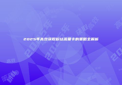 2025年高效获取粉丝流量卡的策略全解析