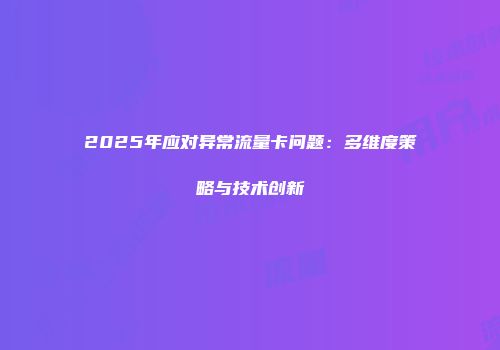 2025年应对异常流量卡问题:多维度策略与技术创新