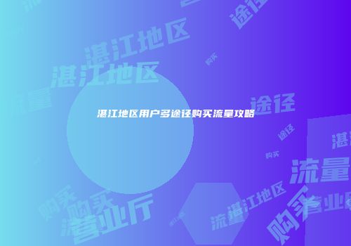 湛江地区用户多途径购买流量攻略