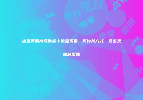 流量费用高导致偷卡流量现象,揭秘其方式、危害及应对策略