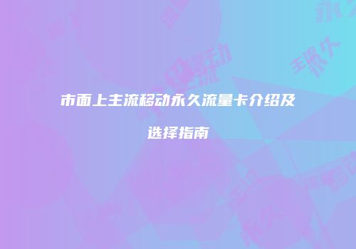 市面上主流移动永久流量卡介绍及选择指南