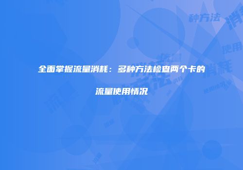 全面掌握流量消耗：多种方法检查两个卡的流量使用情况