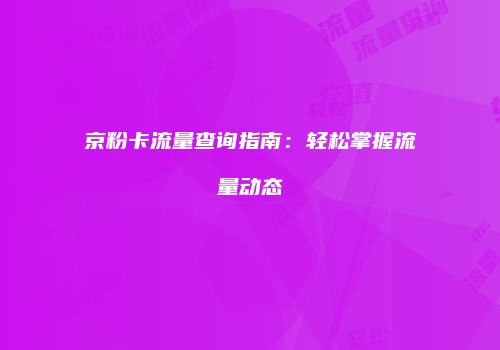 京粉卡流量查询指南:轻松掌握流量动态