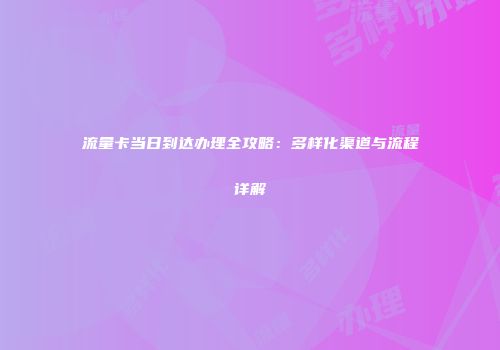 流量卡当日到达办理全攻略:多样化渠道与流程详解