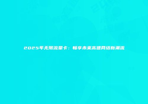 2025年无限流量卡：畅享未来高速网络新潮流