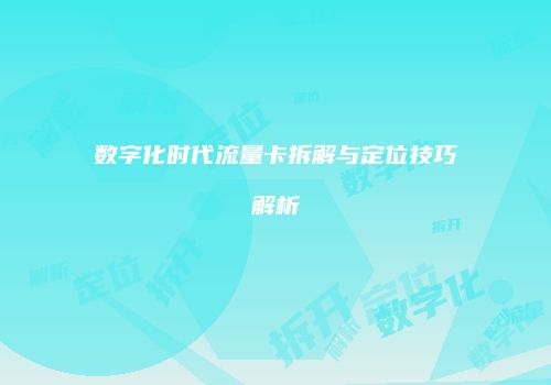 数字化时代流量卡拆解与定位技巧解析
